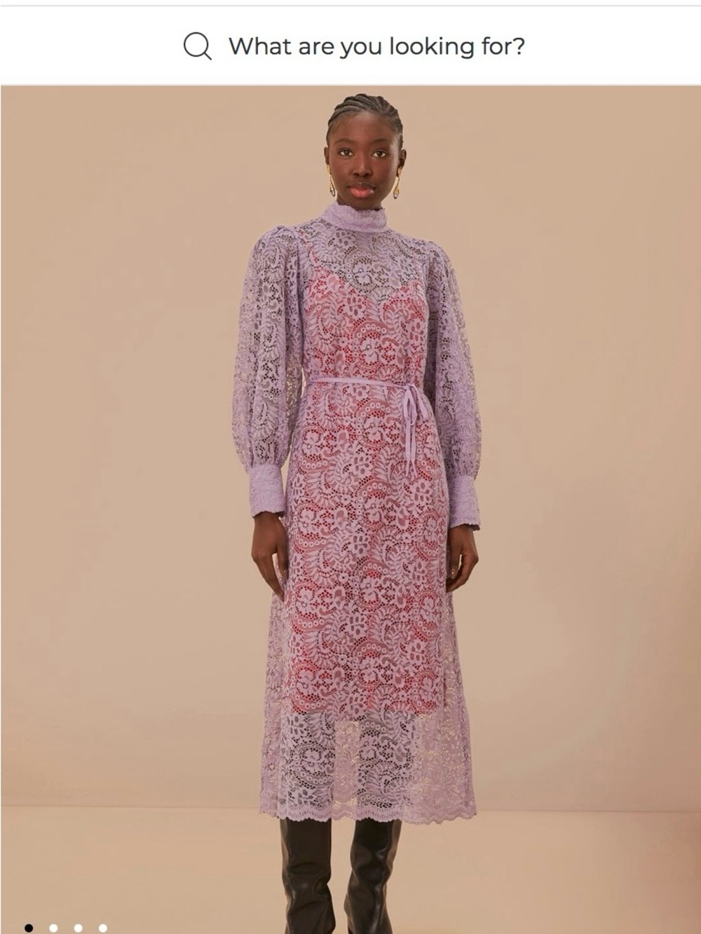 FARM Rio Lavender Lace Midi Dress with Pink Slip